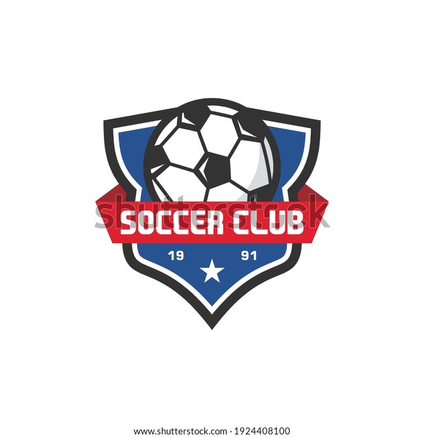 Soccer club emblem. Football badge shield logo,\
soccer ball team game club elements, Vector Logo Illustration Fit\
to championship or team