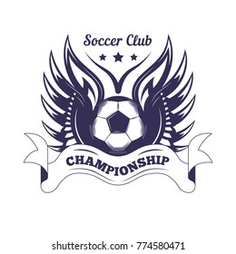Soccer club or football league championship cup logo template.