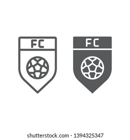 Soccer club line and glyph icon, game and badge, football emblem sign, vector graphics, a linear pattern on a white background, eps 10.