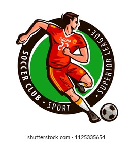 Soccer club logo or label. Sport concept. Mascot vector illustration