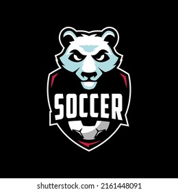 Soccer Club Panda Logo Design Premium