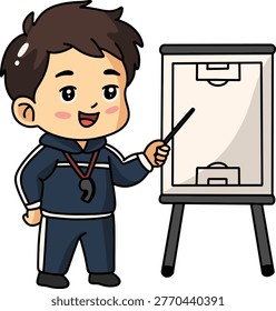 Soccer Coach Explaining Tactics Board
