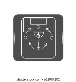 Soccer coach tablet with scheme of game icon. Football tactic icon