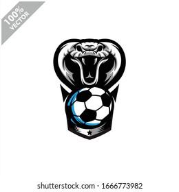 Soccer Cobra snake team logo design. Scalable and editable vector.