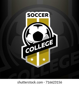 Soccer College Logo, On A Dark Background.