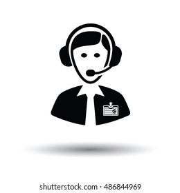 Soccer commentator icon. White background with shadow design. Vector illustration.