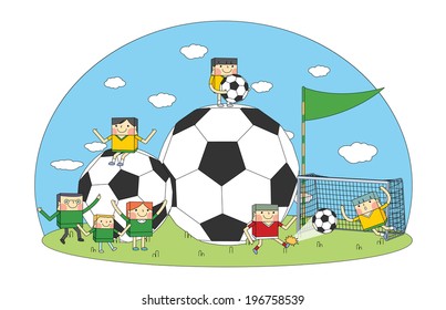 soccer concept line character design