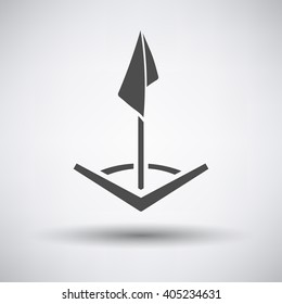 Soccer corner flag icon on gray background with round shadow. Vector illustration.