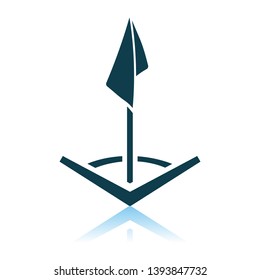 Icono de la bandera de la esquina del fútbol. Diseño de reflexión de sombra. Ilustración vectorial.