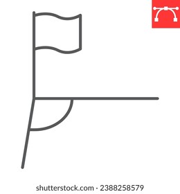 Soccer corner line icon, sport and flag, football corner vector icon, vector graphics, editable stroke outline sign, eps 10.