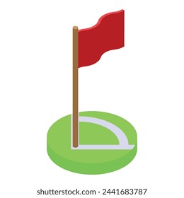 Icono de bandera roja de esquina de fútbol vector isométrico. Posición del juego de fútbol. Estilo de vida de juego