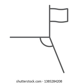 Soccer corner thin line icon, sport and field, football corner sign, vector graphics, a linear pattern on a white background, eps 10.