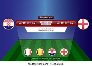 
Soccer cup 2018. Match schedule semi finals. vector illustration eps10.