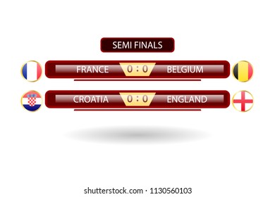
Soccer cup 2018. Match schedule semi finals. vector illustration eps10.
