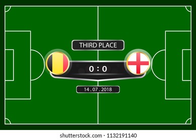 Soccer cup 2018. Match schedule third place. vector illustration eps10.