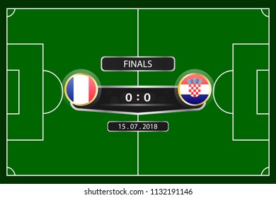 Soccer cup 2018. Match schedule finals. vector illustration eps10. France versus croatia
