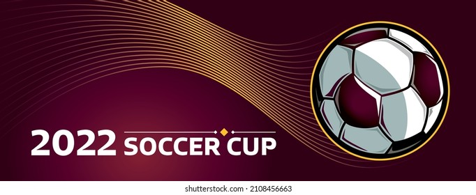 Soccer cup 2022 with 3d football with graphic trail. Sport poster, banner, flyer modern design.