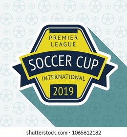 Soccer cup badge, vector illustration 10 EPS, on a blue background