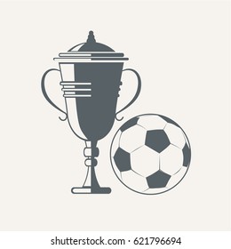 Soccer cup and ball.