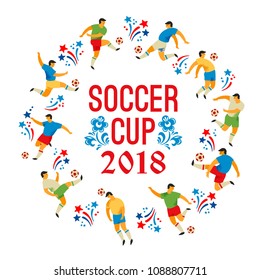 Soccer Cup. Flat vector illustration with soccer players. Design element