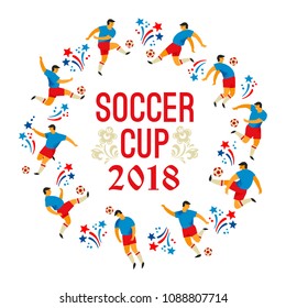 Soccer Cup. Flat vector illustration with soccer players. Design element