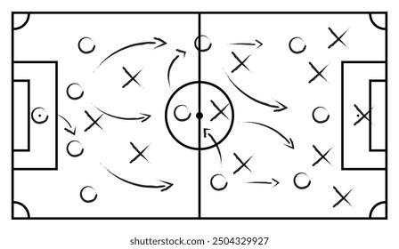 Soccer cup formation and tactic . board with football game strategy