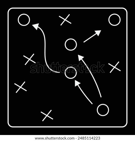 Soccer cup formation and tactic . Greenboard with football game strategy. Soccer tactics icon.