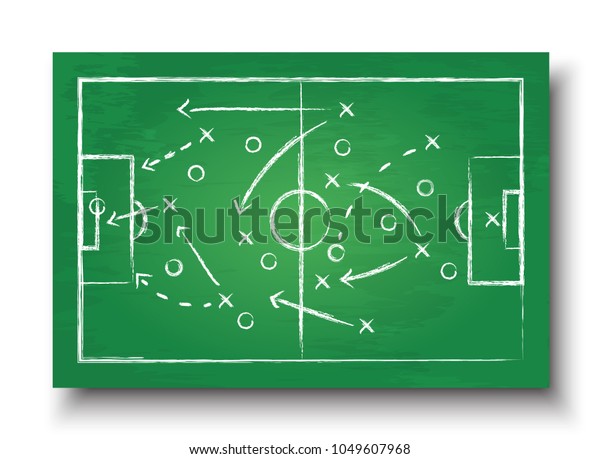 サッカーカップの陣形と戦術 フットボールの戦略を持つグリーンボード 18年世界選手権大会のコンセプトのベクター画像 のベクター画像素材 ロイヤリティフリー
