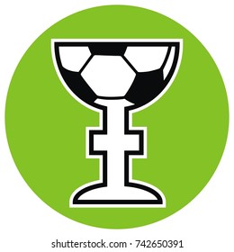 soccer cup at green frame, vector icon