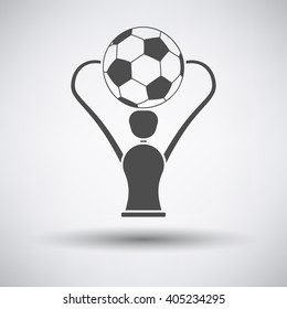 Soccer cup  icon on gray background with round shadow. Vector illustration.