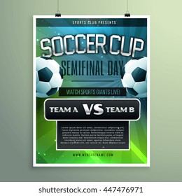 soccer cup semifinal game versus two teams