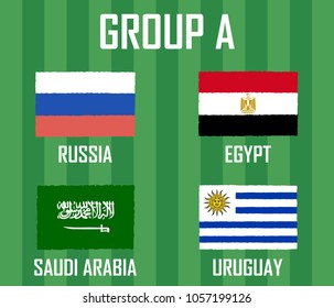 Soccer cup team group A. International Country Flags Grunge Style. 