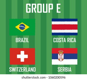 Soccer cup team group E. International Country Flags Grunge Style. 