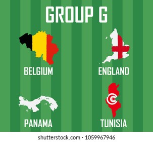 Soccer cup team group G. International Country Maps With Flags Grunge Style. 