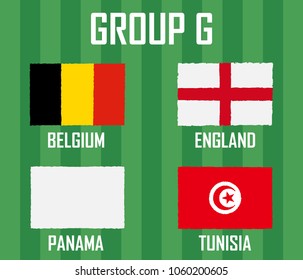 Soccer cup team group G. International Country Flags Grunge Style. 