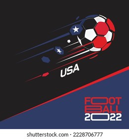 Soccer cup tournament 2022 . Modern Football with USA flag pattern