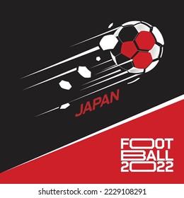 Soccer cup tournament 2022 . Modern Football with Japan flag pattern