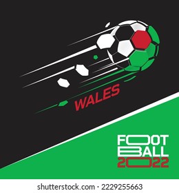 Soccer cup tournament 2022 . Modern Football with Wales flag pattern