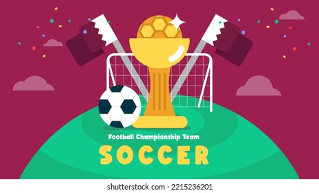 Soccer Cup Trophy in Football Tournament , Football competition symbol, Flat illustration