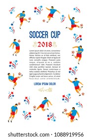 Soccer Cup. Vector template with soccer players. Design element for card, poster, flyer and other use.