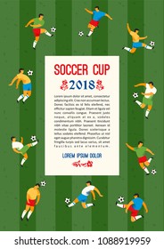 Soccer Cup. Vector template with soccer players. Design element for card, poster, flyer and other use.