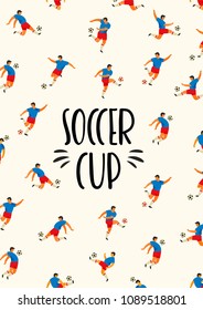 Soccer Cup. Vector template with soccer players. Design element for card, poster, flyer and other use.