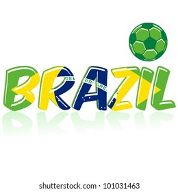 Soccer design with Brazil flag in background