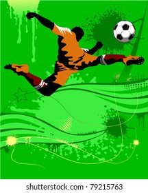 soccer design element; green background (vector-illustration);