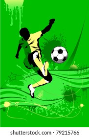 soccer design element; green background (vector-illustration);