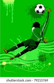 soccer design element; green background (vector-illustration);
