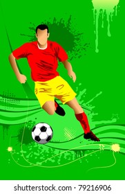 soccer design element; green background (vector-illustration);