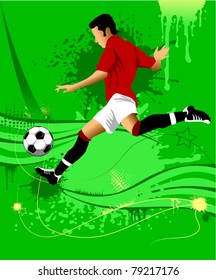 soccer design element; green background (vector-illustration);