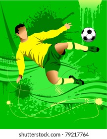 soccer design element; green background (vector-illustration);