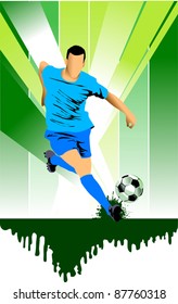 soccer design element; green background (vector-illustration);